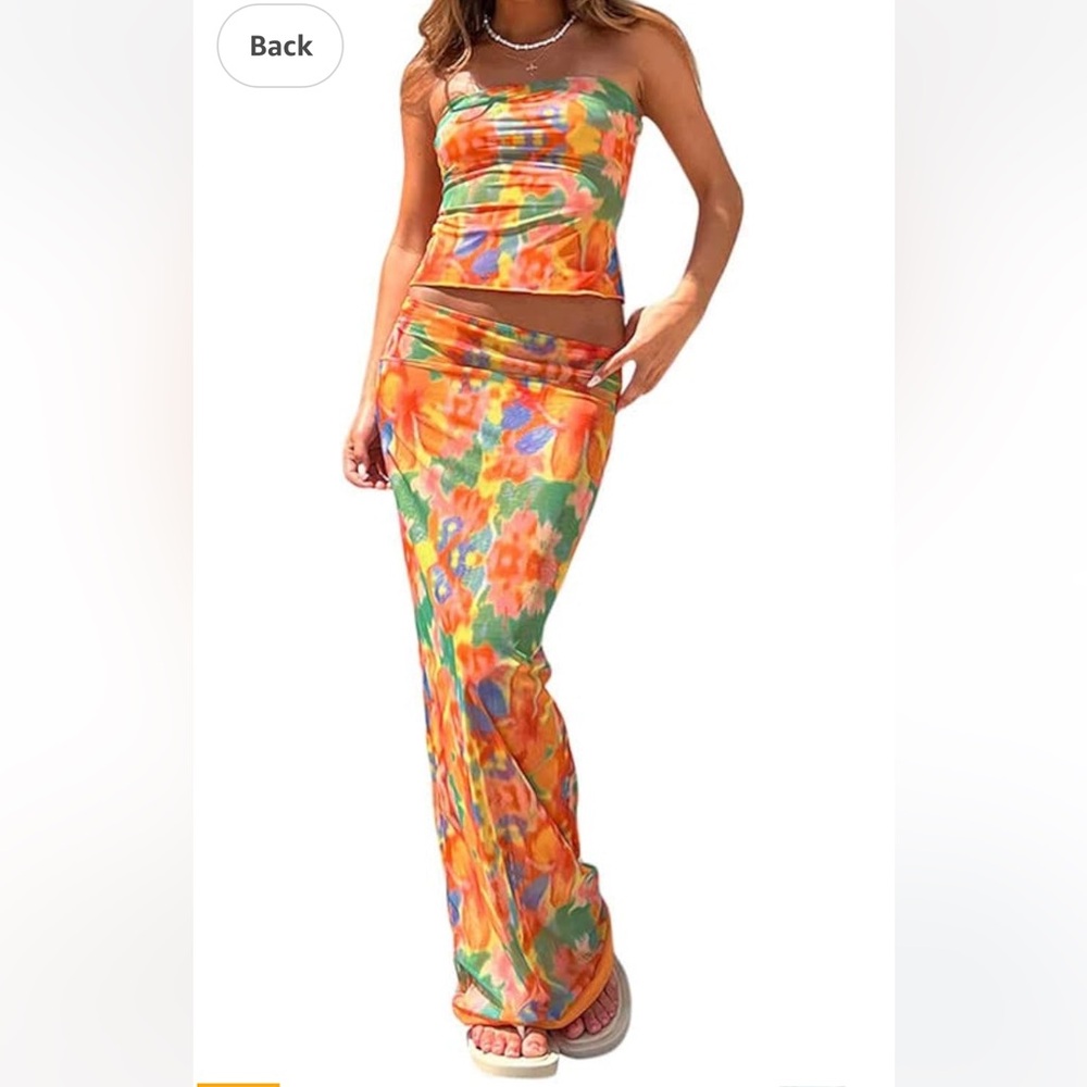 2 piece colorful skirt and tube top